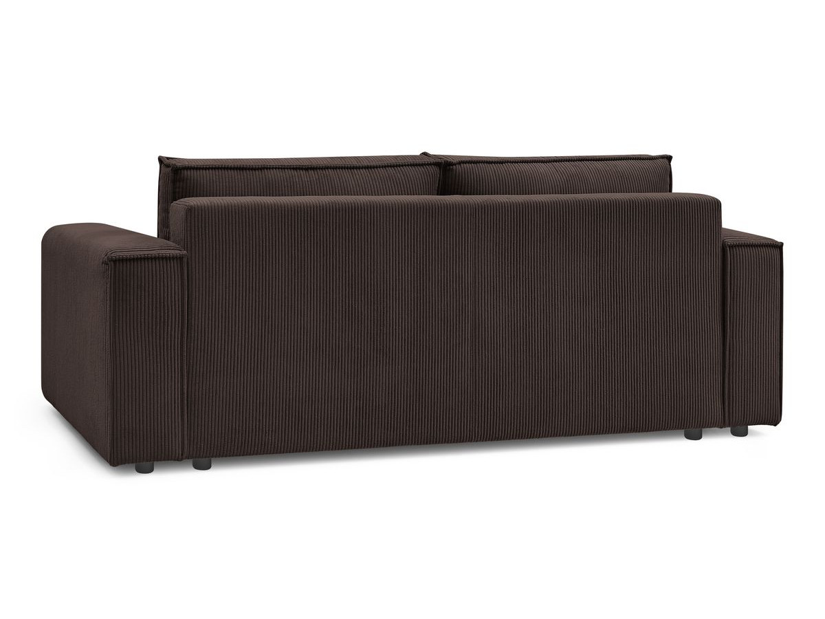 Canapé droit convertible coffre NIHAD velours côtelé avec pouf