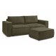Canapé droit convertible coffre NIHAD velours côtelé avec pouf
