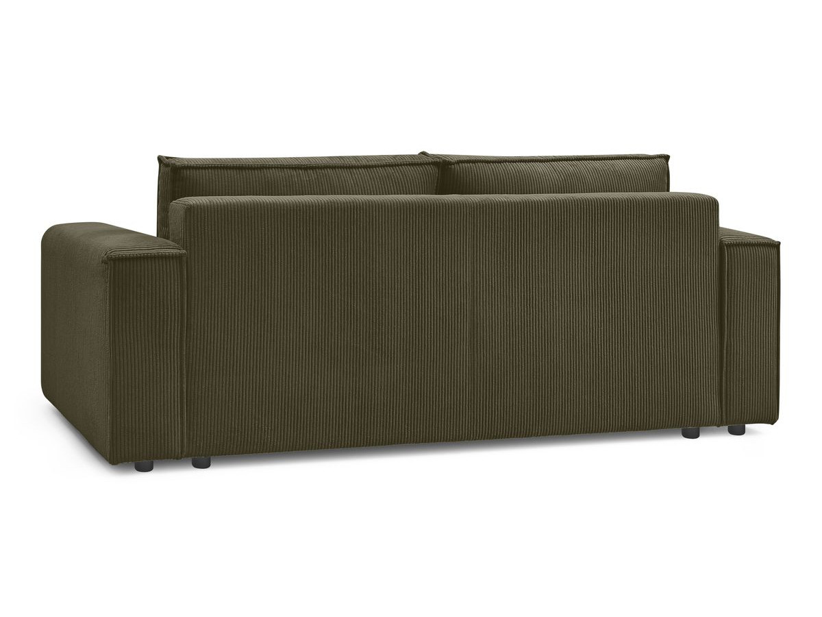 Canapé droit convertible coffre NIHAD velours côtelé avec pouf