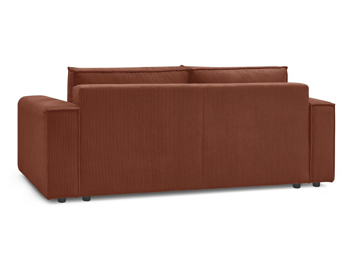 Canapé droit convertible coffre NIHAD velours côtelé avec pouf