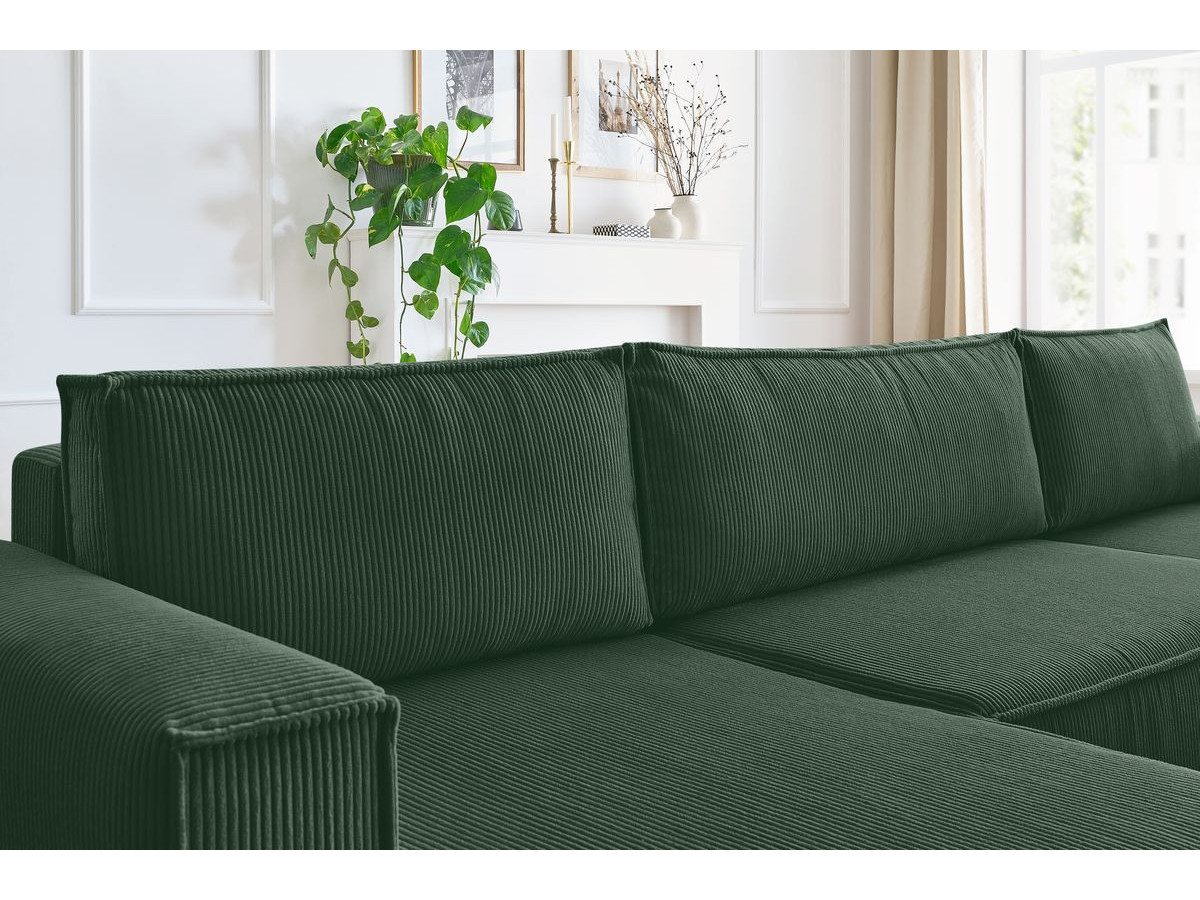 NIHAD corduroy panoramische slaapbank met opbergvak en poef