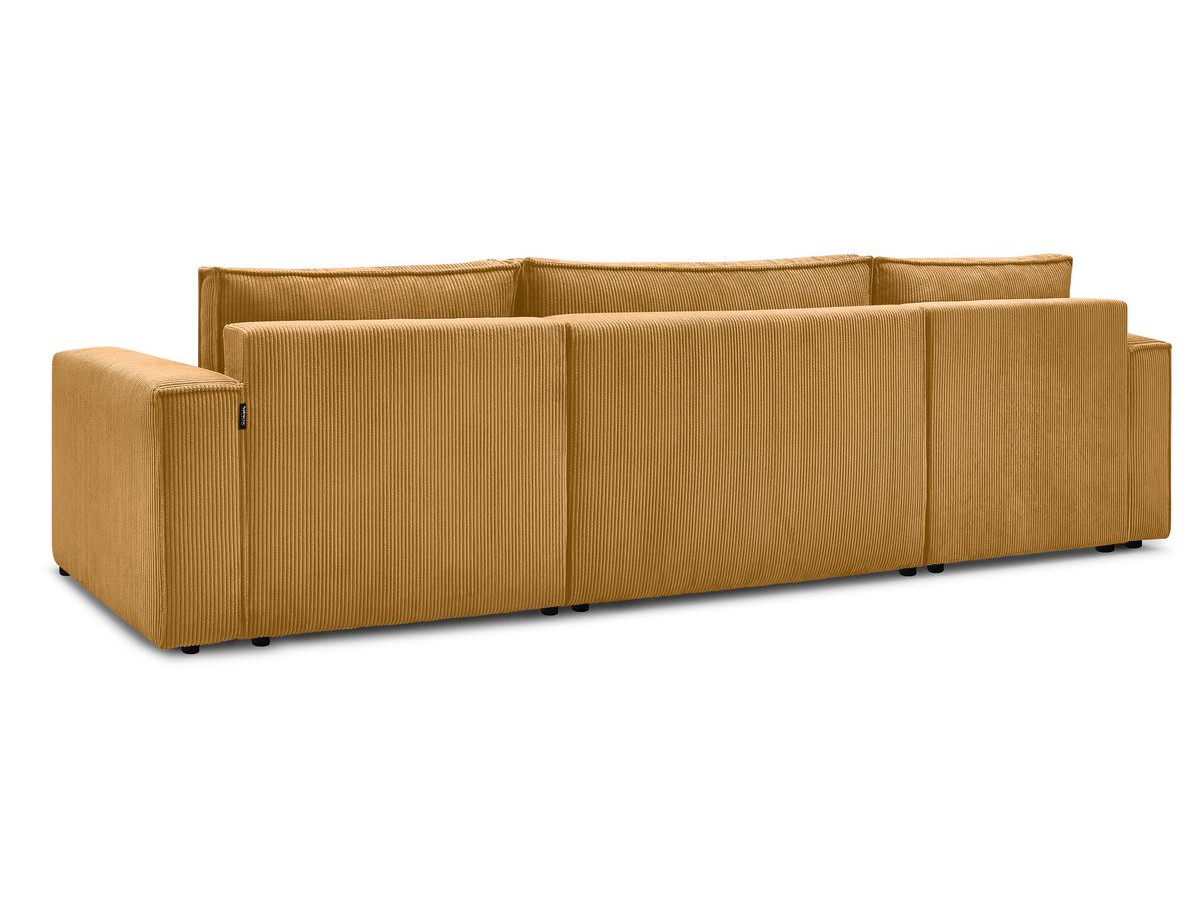 Canapé d'angle fixe EVEREST tissu chiné - Orange - Angle droit - 10 coussins
