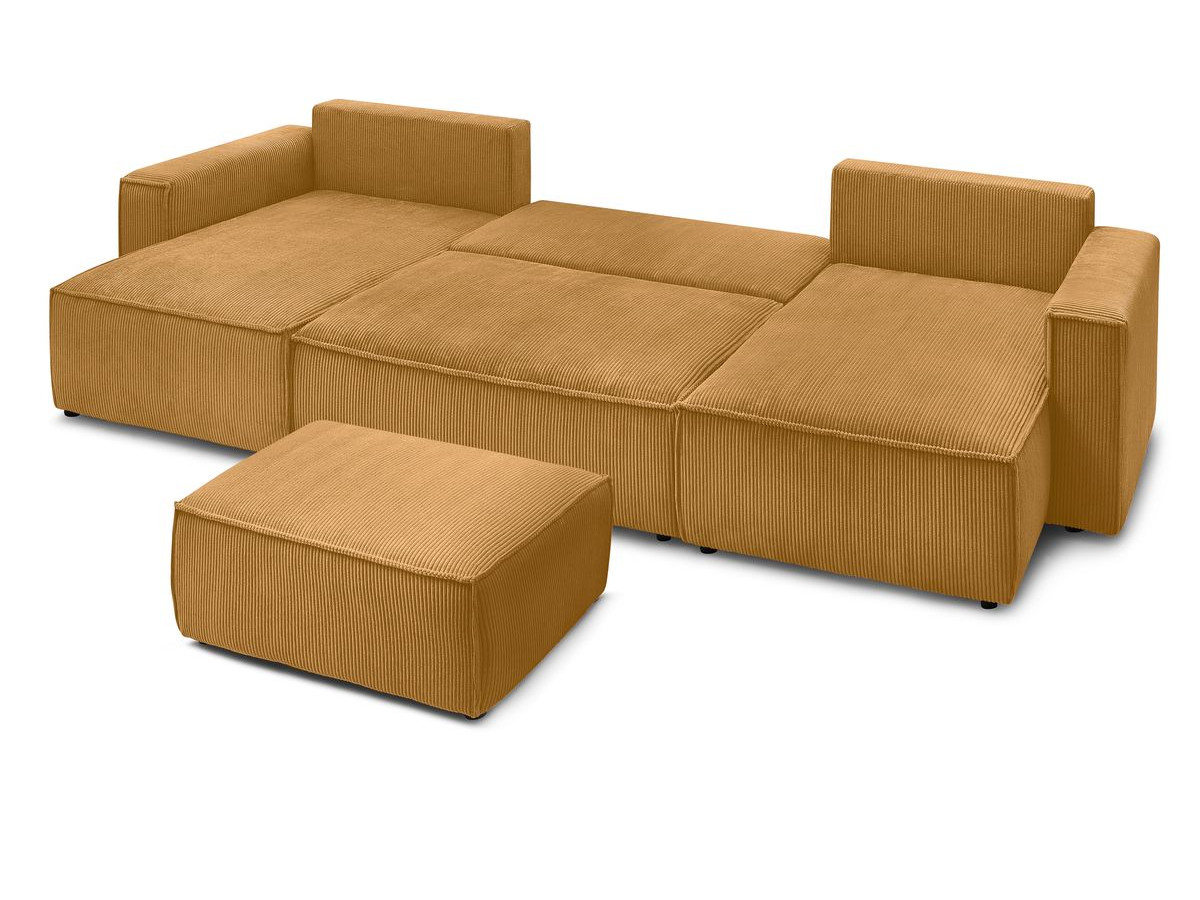 Canapé d'angle fixe EVEREST tissu chiné - Orange - Angle droit - 10 coussins