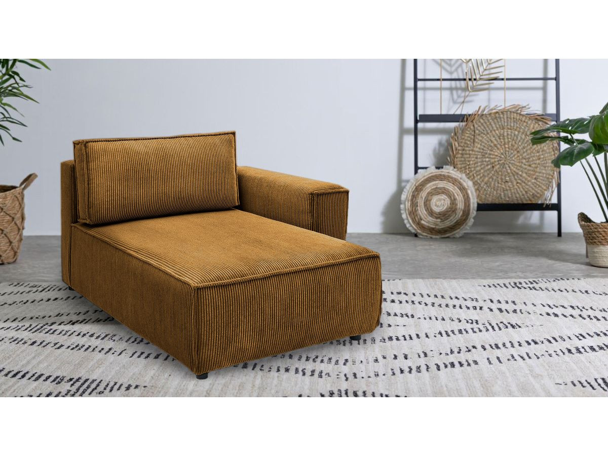 Méridienne avec accoudoir pour canapé modulable NIHAD tissu velours côtelé