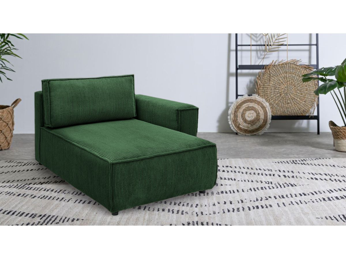 Méridienne avec accoudoir pour canapé modulable NIHAD tissu velours côtelé