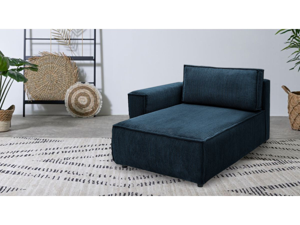 Méridienne avec accoudoir pour canapé modulable NIHAD tissu velours côtelé