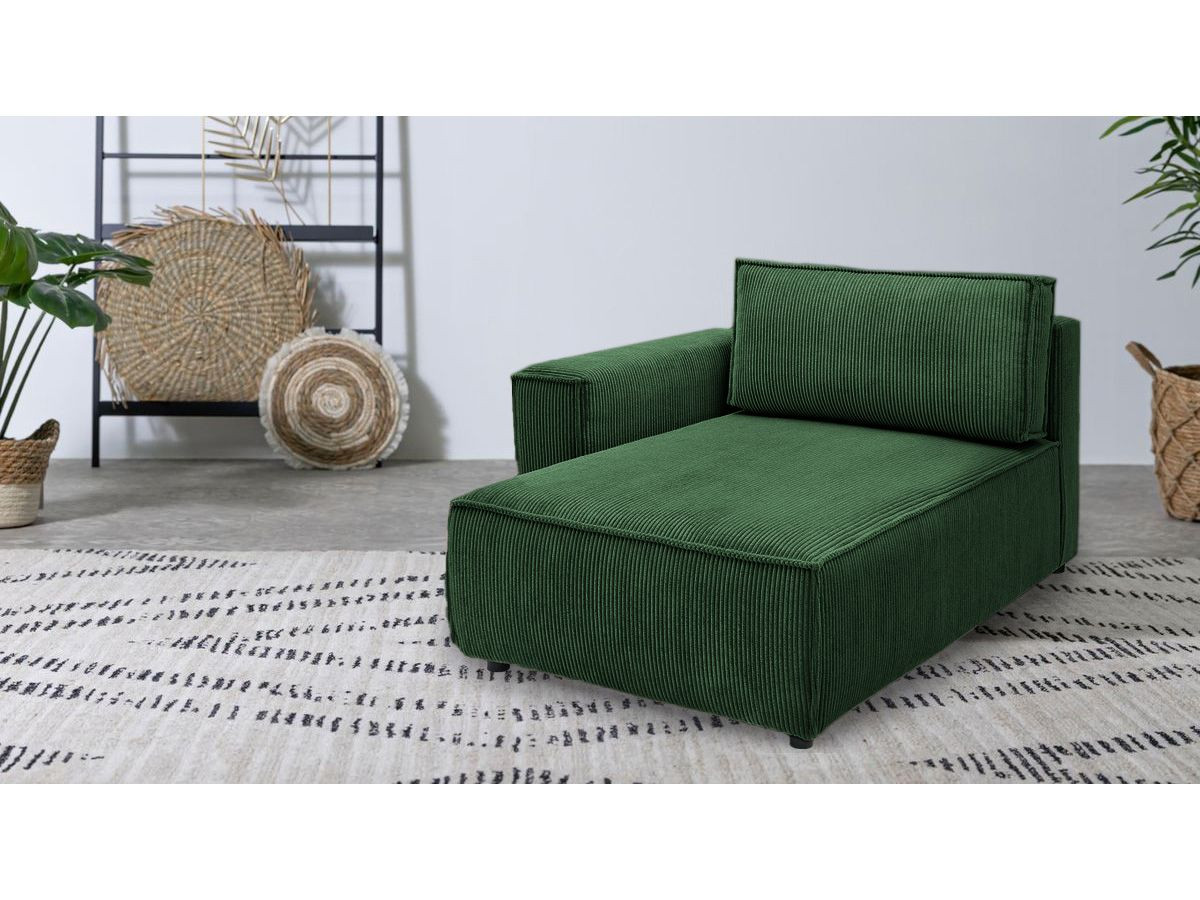 Méridienne avec accoudoir pour canapé modulable NIHAD tissu velours côtelé