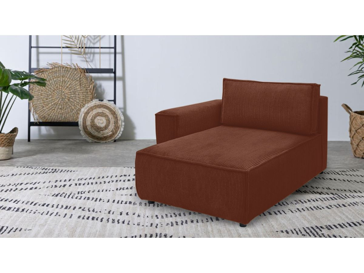 Méridienne avec accoudoir pour canapé modulable NIHAD tissu velours côtelé