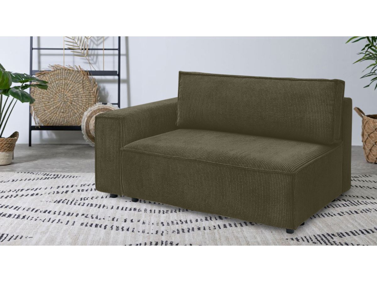Chauffeuse 2 places avec accoudoir pour canapé modulable NIHAD tissu velours côtelé