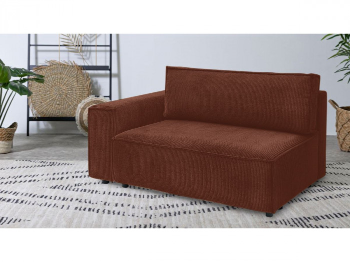 Chauffeuse 2 places avec accoudoir pour canapé modulable NIHAD tissu velours côtelé