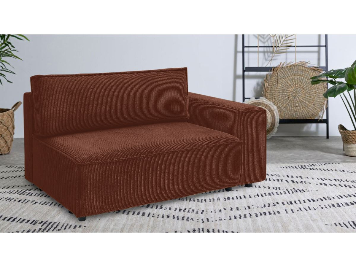 Chauffeuse 2 places avec accoudoir pour canapé modulable NIHAD tissu velours côtelé