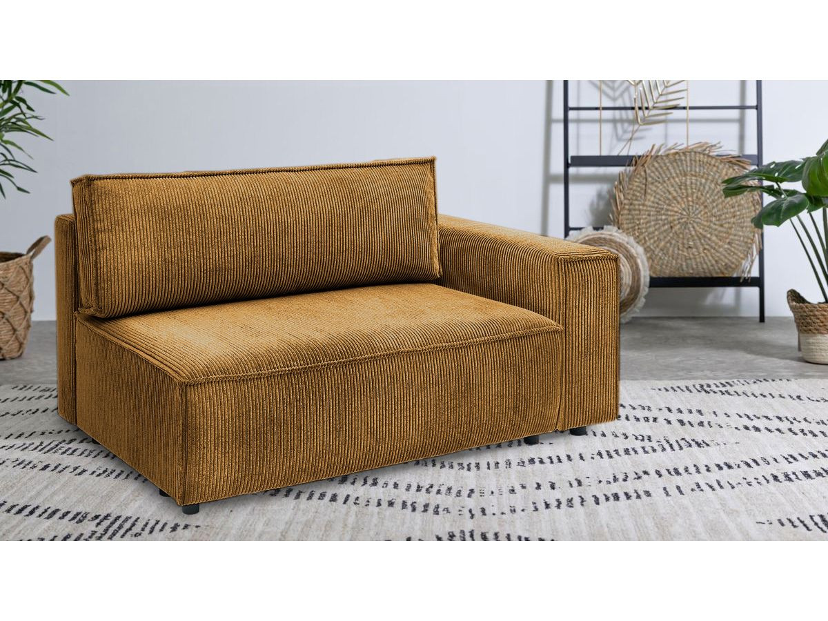 Chauffeuse 2 places avec accoudoir pour canapé modulable NIHAD tissu velours côtelé