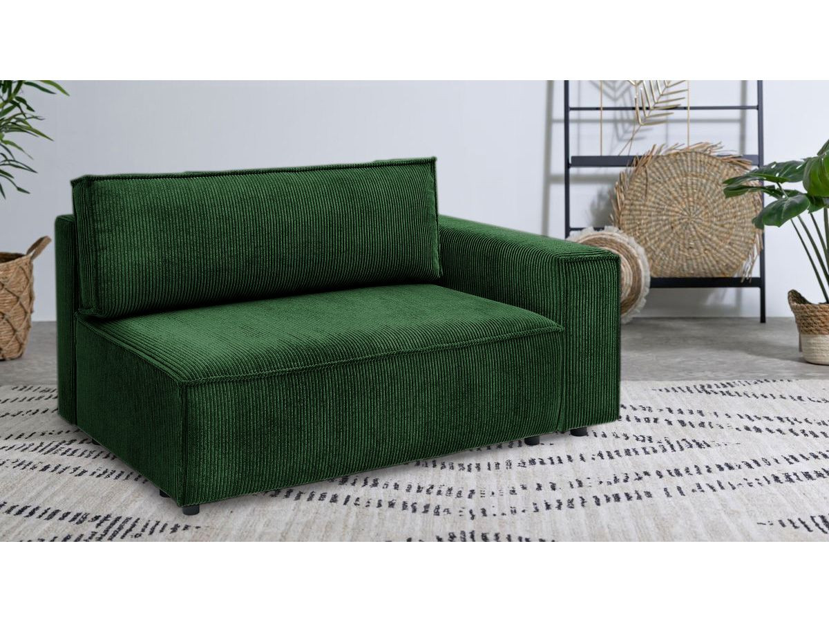 Chauffeuse 2 places avec accoudoir pour canapé modulable NIHAD tissu velours côtelé