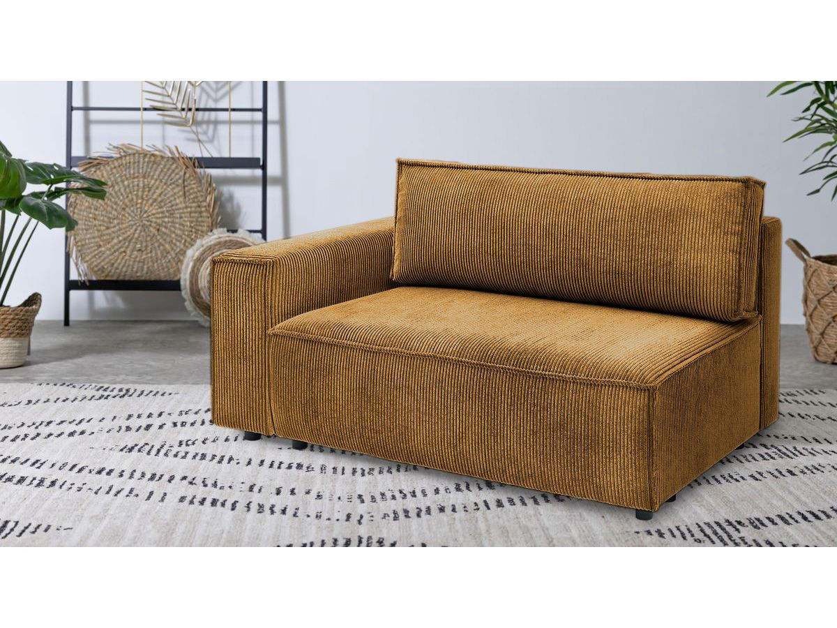 Chauffeuse 2 places avec accoudoir pour canapé modulable NIHAD tissu velours côtelé