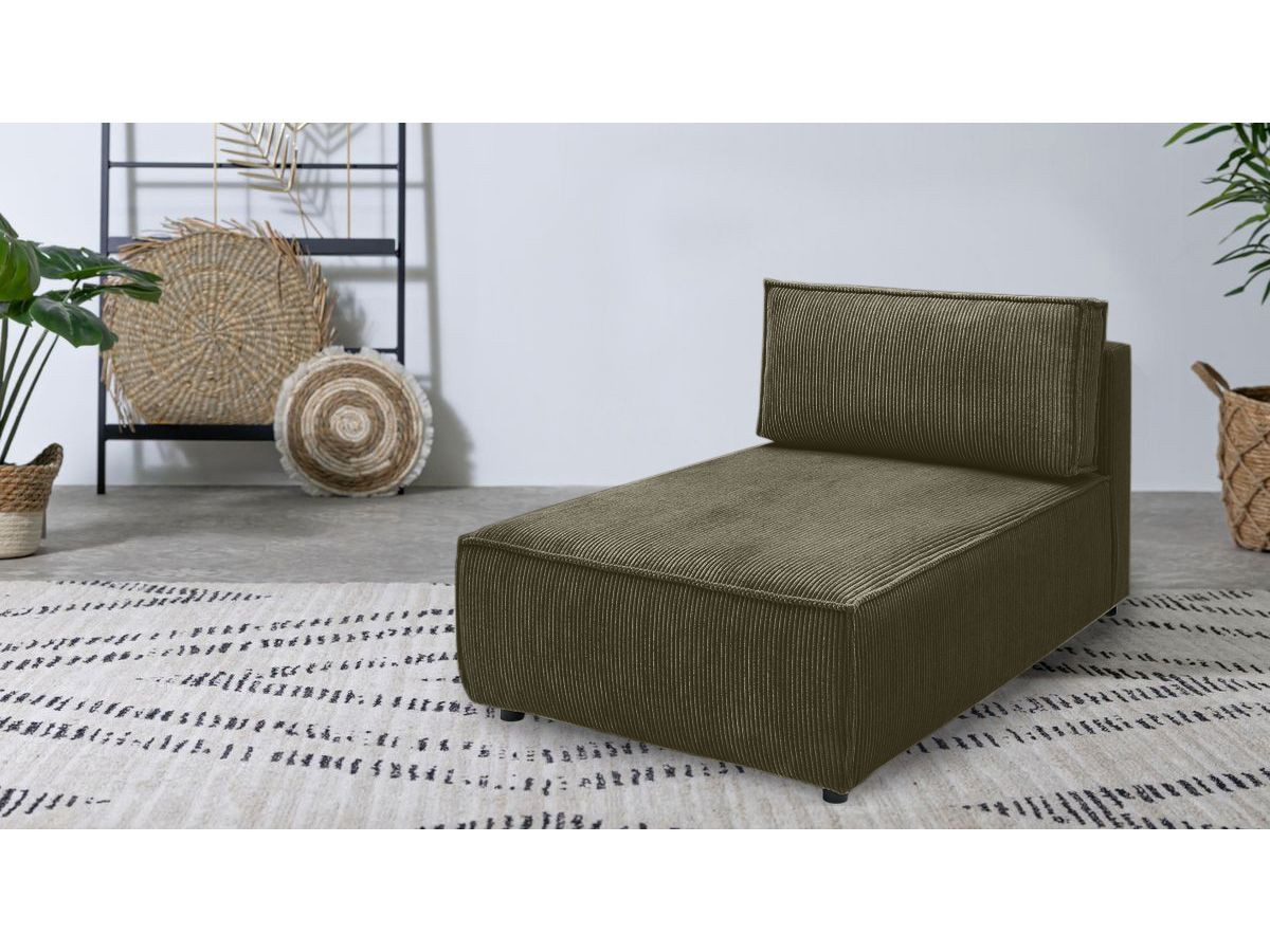 Méridienne sans accoudoir pour canapé modulable NIHAD tissu velours côtelé