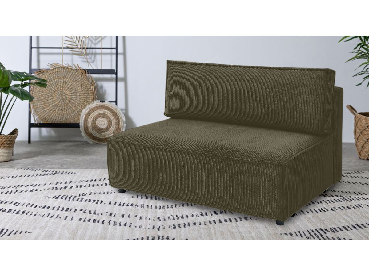 Chauffeuse 2 places sans accoudoir pour canapé modulable NIHAD tissu velours côtelé