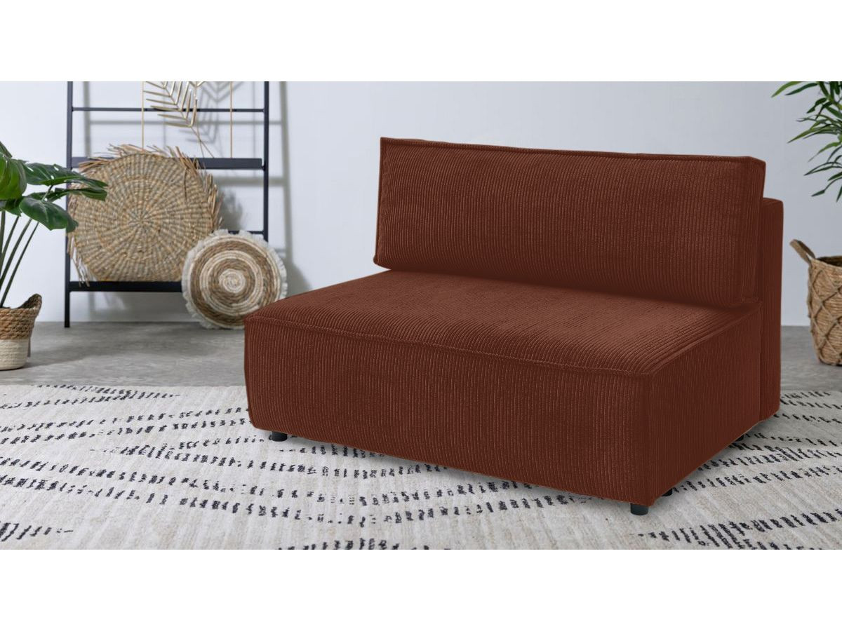 Chauffeuse 2 places sans accoudoir pour canapé modulable NIHAD tissu velours côtelé