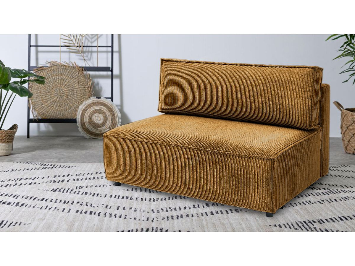 Chauffeuse 2 places sans accoudoir pour canapé modulable NIHAD tissu velours côtelé