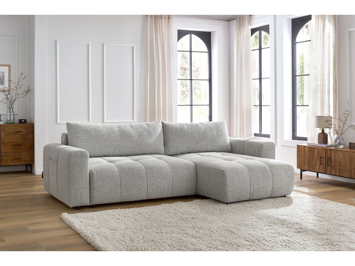 Canapé d'angle réversible convertible coffre ARSENE gris clair — vue 5