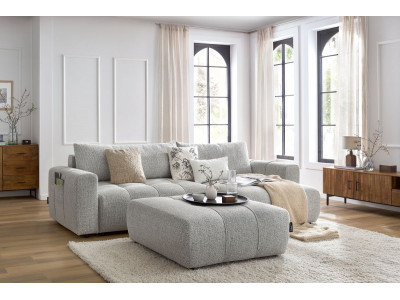 Canapé d'angle réversible convertible coffre ARSENE avec pouf