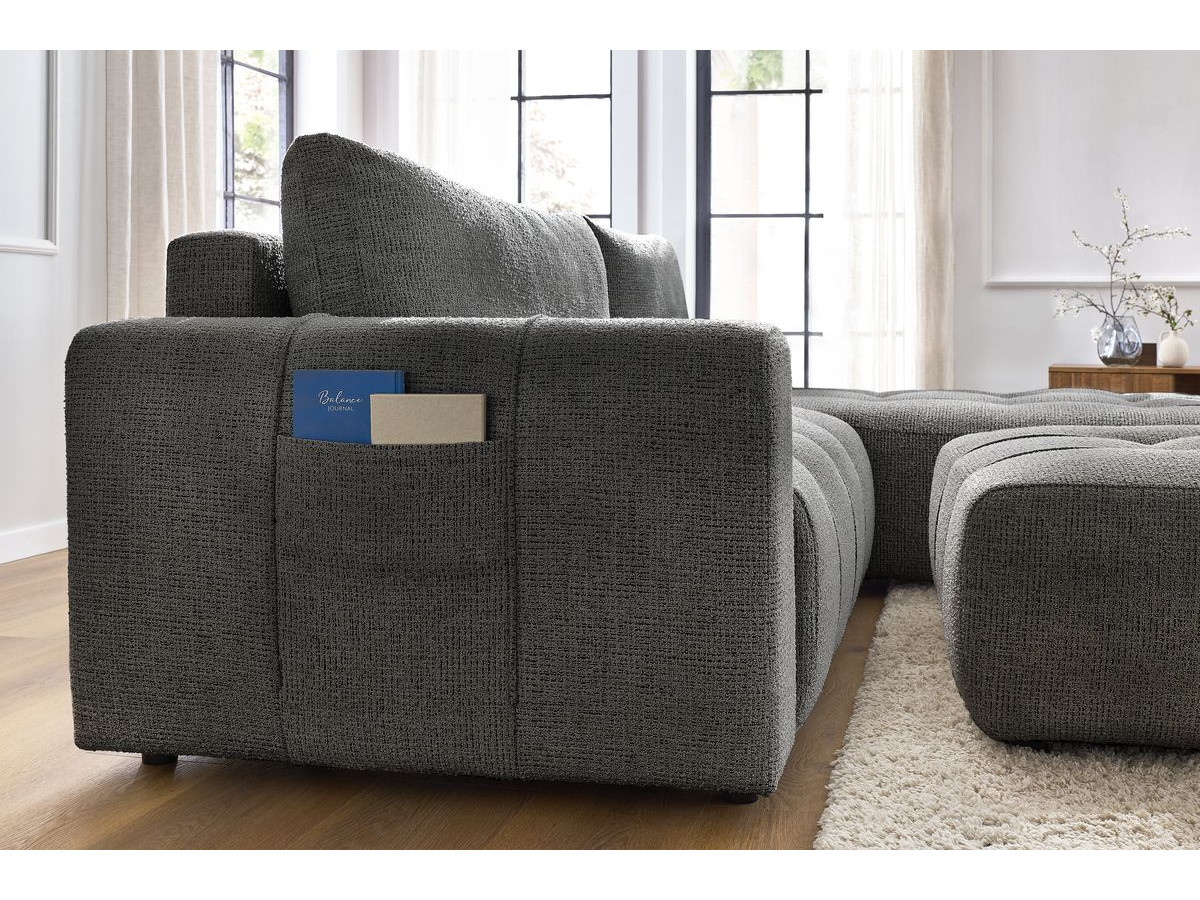 Canapé d'angle réversible convertible coffre ARSENE avec pouf