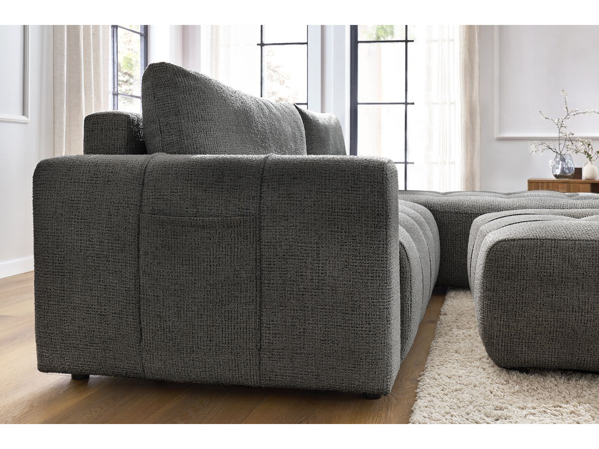 Canapé d'angle réversible convertible coffre ARSENE avec pouf
