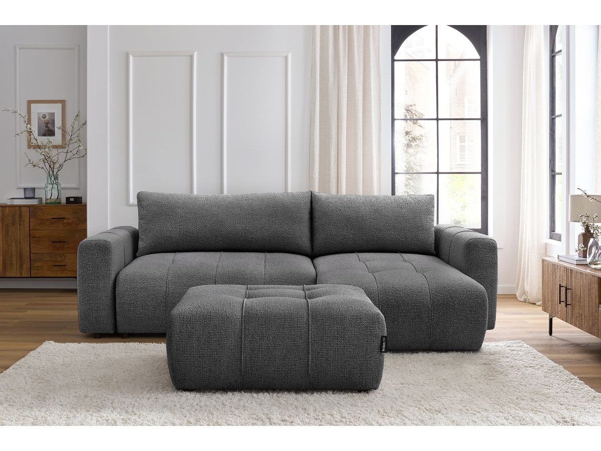 Canapé d'angle réversible convertible coffre ARSENE avec pouf