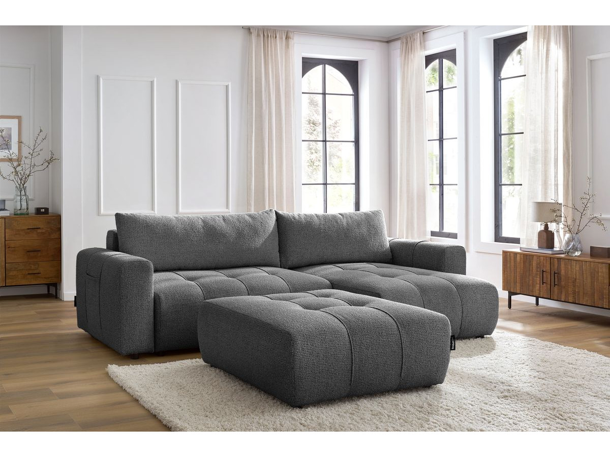 Canapé d'angle réversible convertible coffre ARSENE avec pouf gris foncé — vue 5