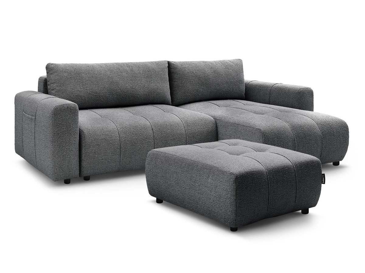 Canapé d'angle réversible convertible coffre ARSENE avec pouf