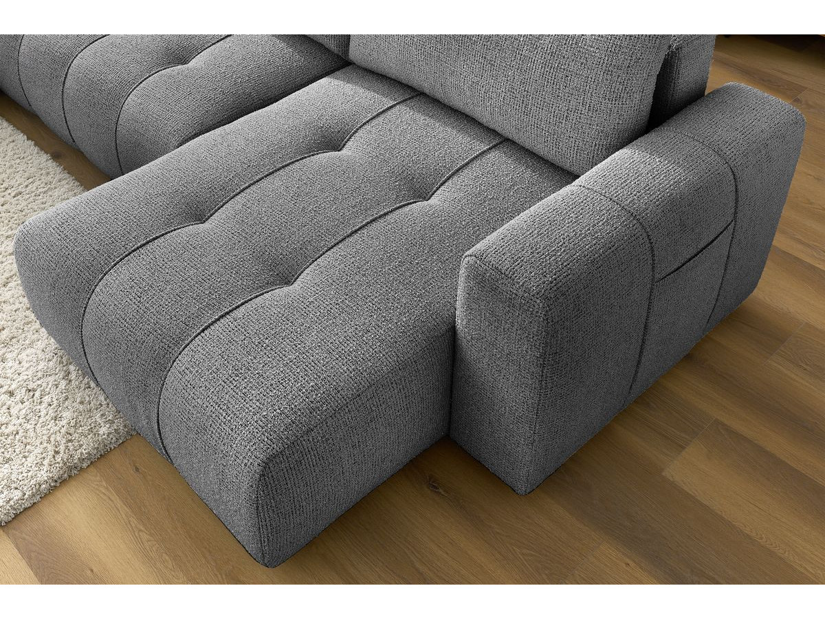 Canapé d'angle réversible convertible coffre ARSENE avec pouf