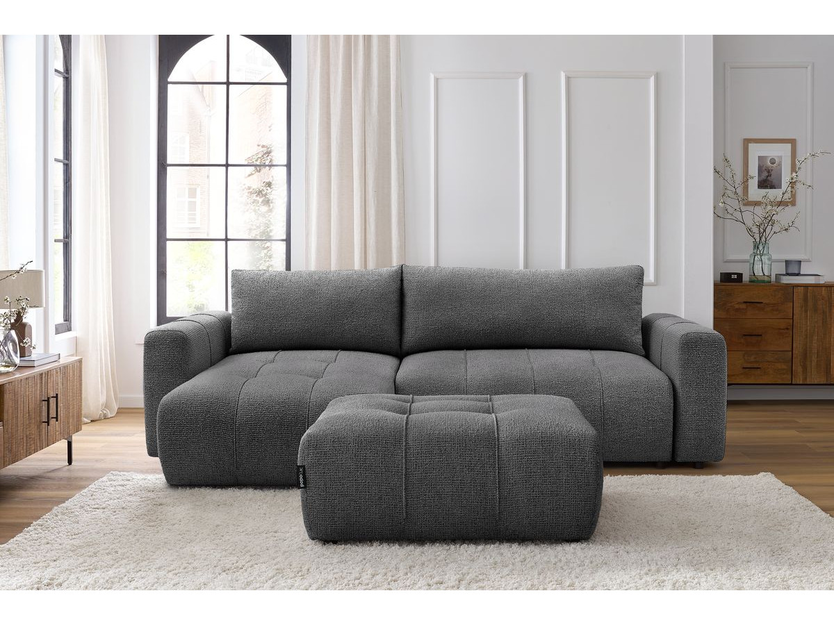Canapé d'angle réversible convertible coffre ARSENE avec pouf