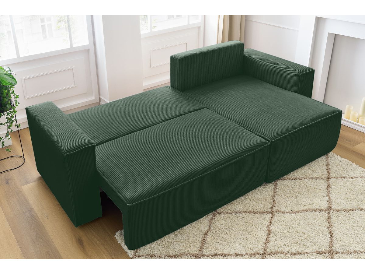 Canapé d'angle réversible convertible coffre NIHAD velours côtelé