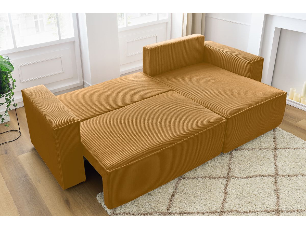 Canapé d'angle réversible convertible coffre NIHAD velours côtelé