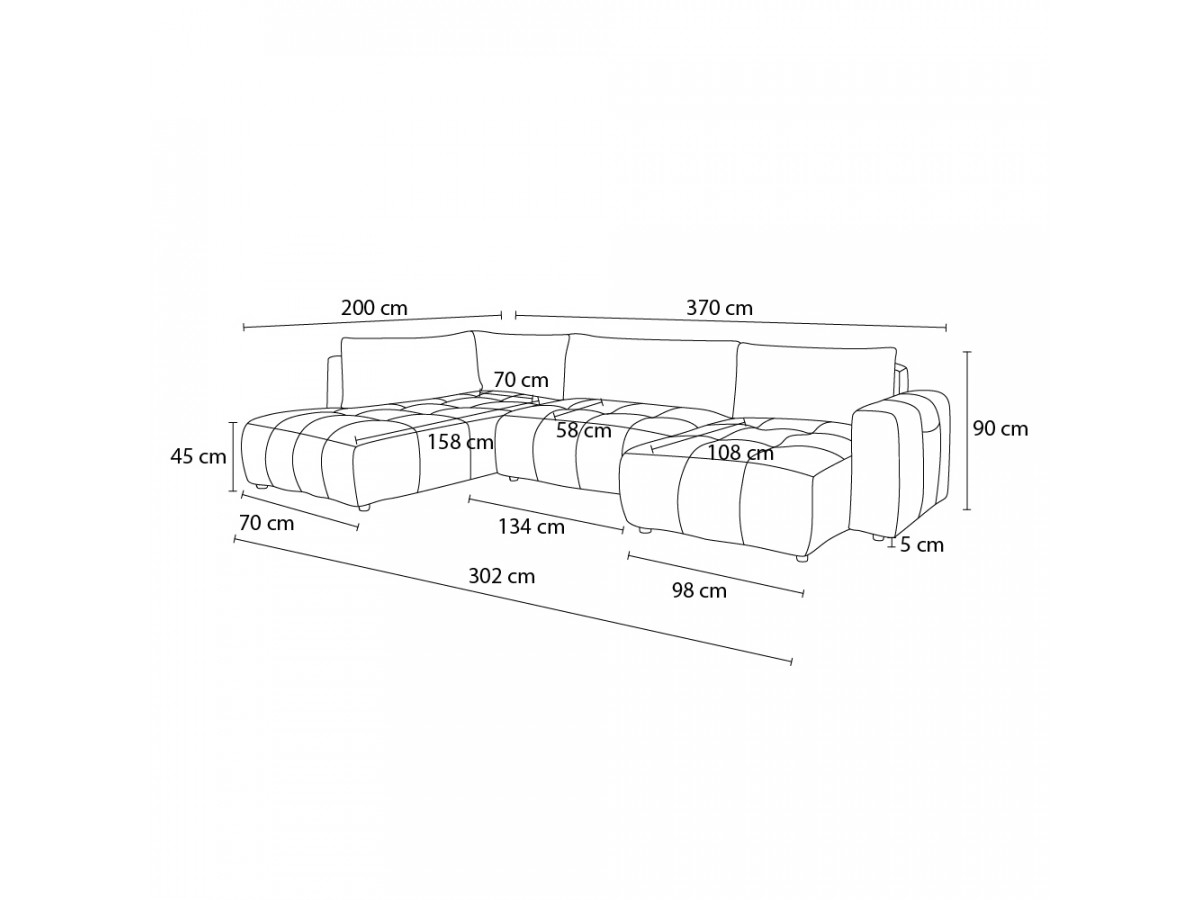 Canapé d'angle fixe EVEREST tissu chiné - Orange - Angle droit - 10 coussins