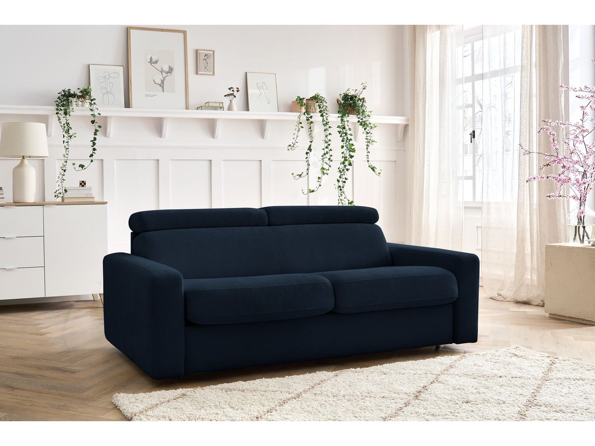 Canapé droit convertible MONACO lisse bleu foncé — vue 5