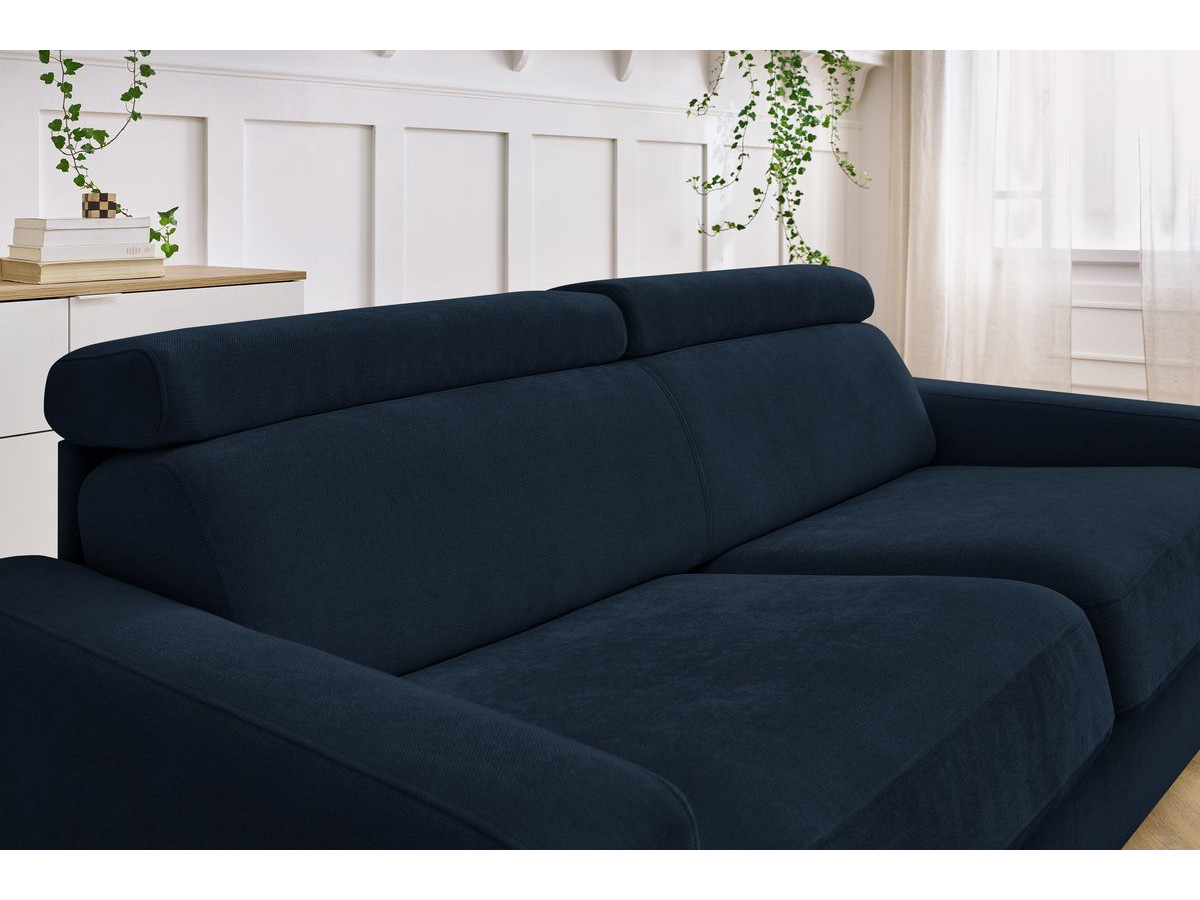 Canapé droit convertible MONACO ouverture express tissu lisse