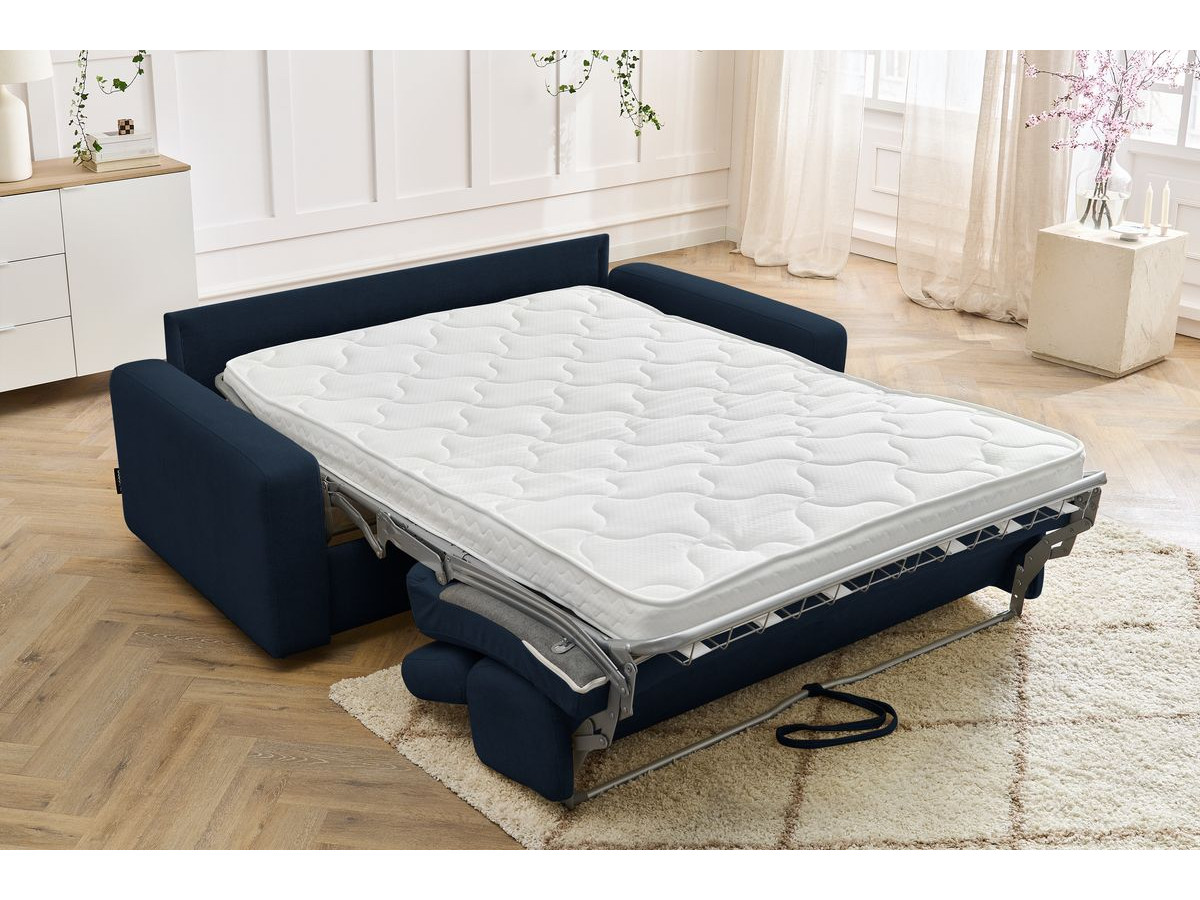Canapé droit convertible MONACO ouverture express tissu lisse