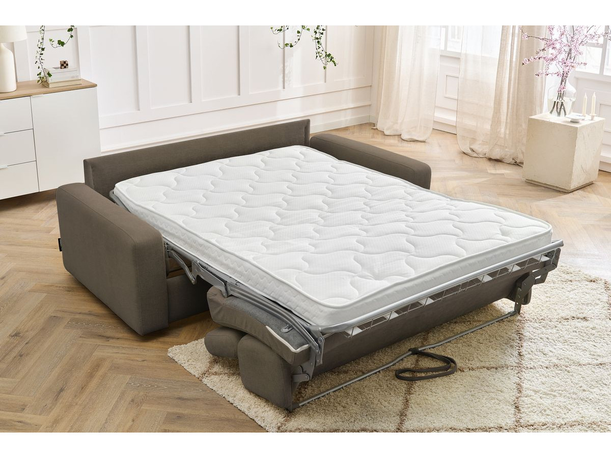 Canapé droit convertible MONACO ouverture express tissu lisse