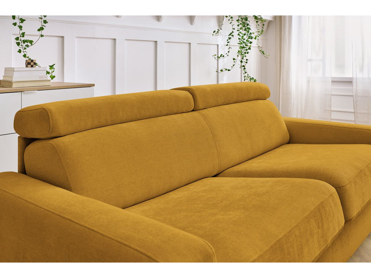 Canapé droit convertible MONACO ouverture express tissu lisse