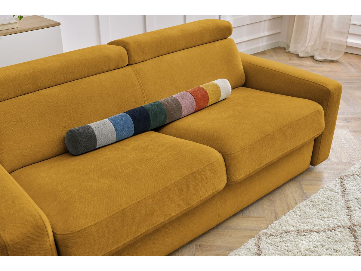 Canapé droit convertible MONACO ouverture express tissu lisse