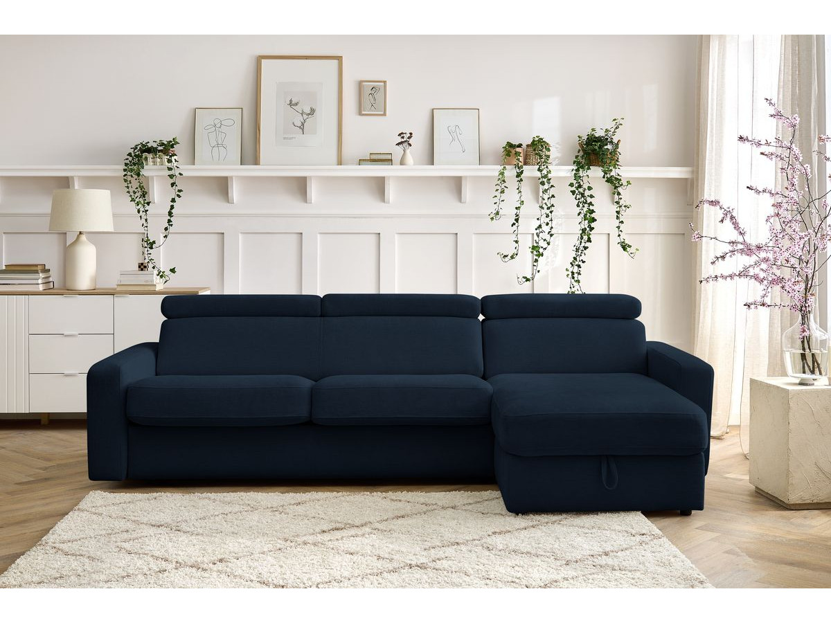 Canapé d'angle réversible convertible coffre MONACO tissu lisse