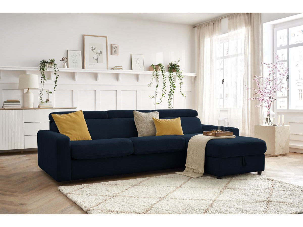 Canapé d'angle réversible convertible coffre MONACO tissu lisse