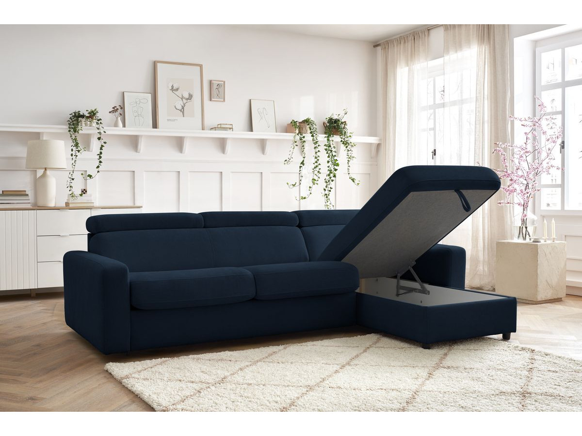 Canapé d'angle réversible convertible coffre MONACO tissu lisse