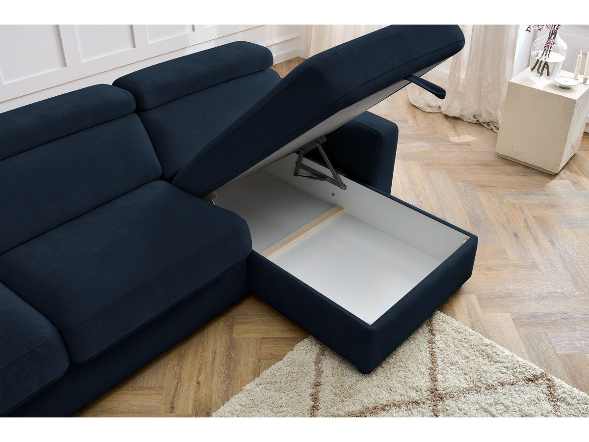 Canapé d'angle réversible convertible coffre MONACO tissu lisse