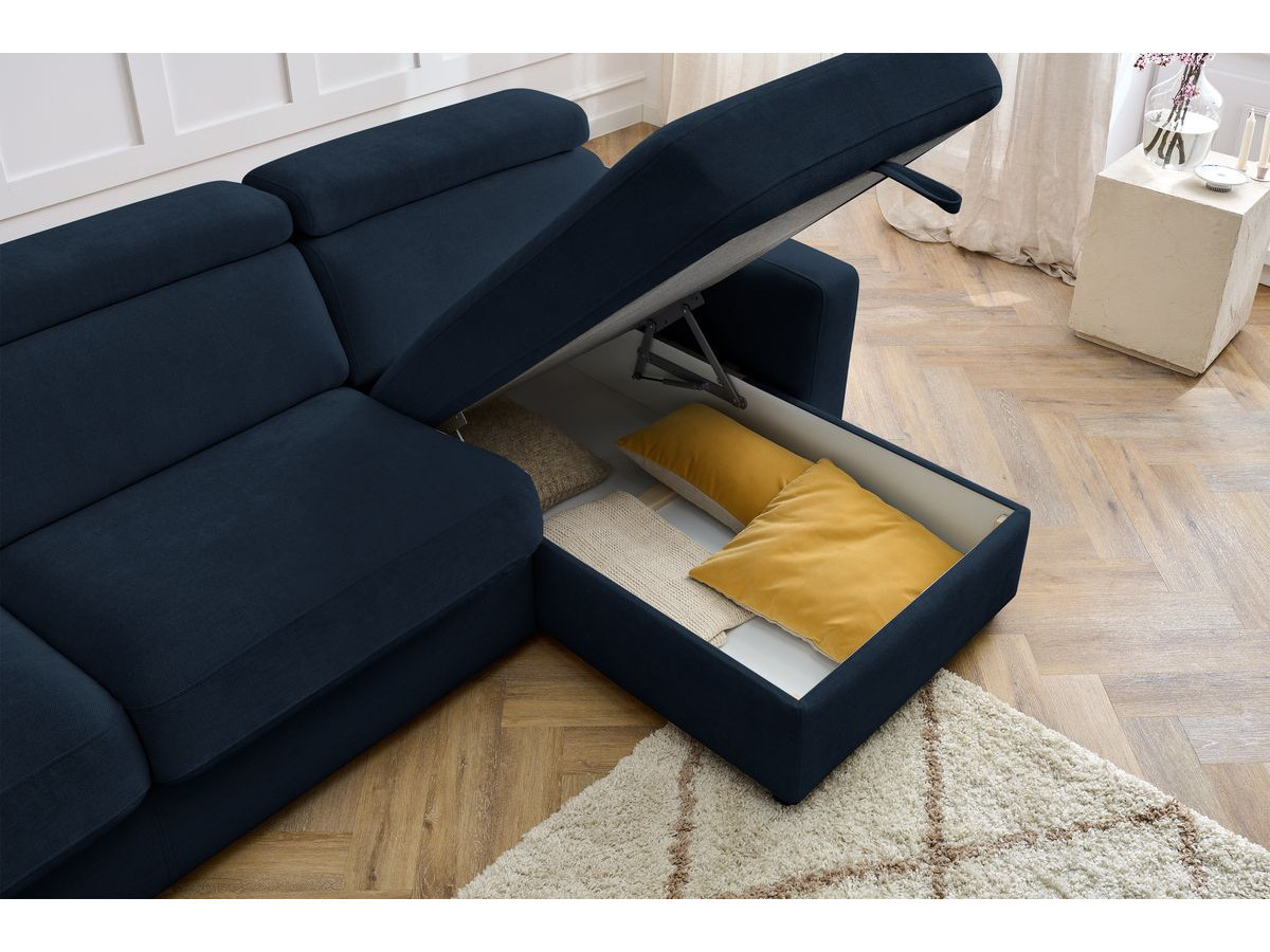 Canapé d'angle réversible convertible coffre MONACO tissu lisse
