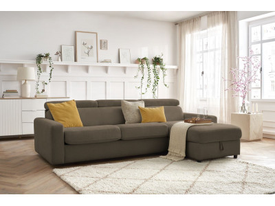 Canapé d'angle réversible convertible coffre MONACO tissu lisse
