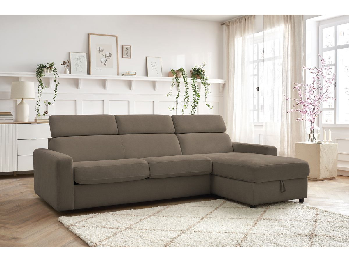 Canapé d'angle réversible convertible coffre MONACO tissu lisse