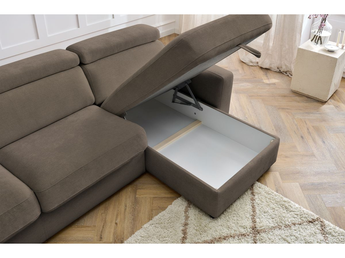 Canapé d'angle réversible convertible coffre MONACO tissu lisse