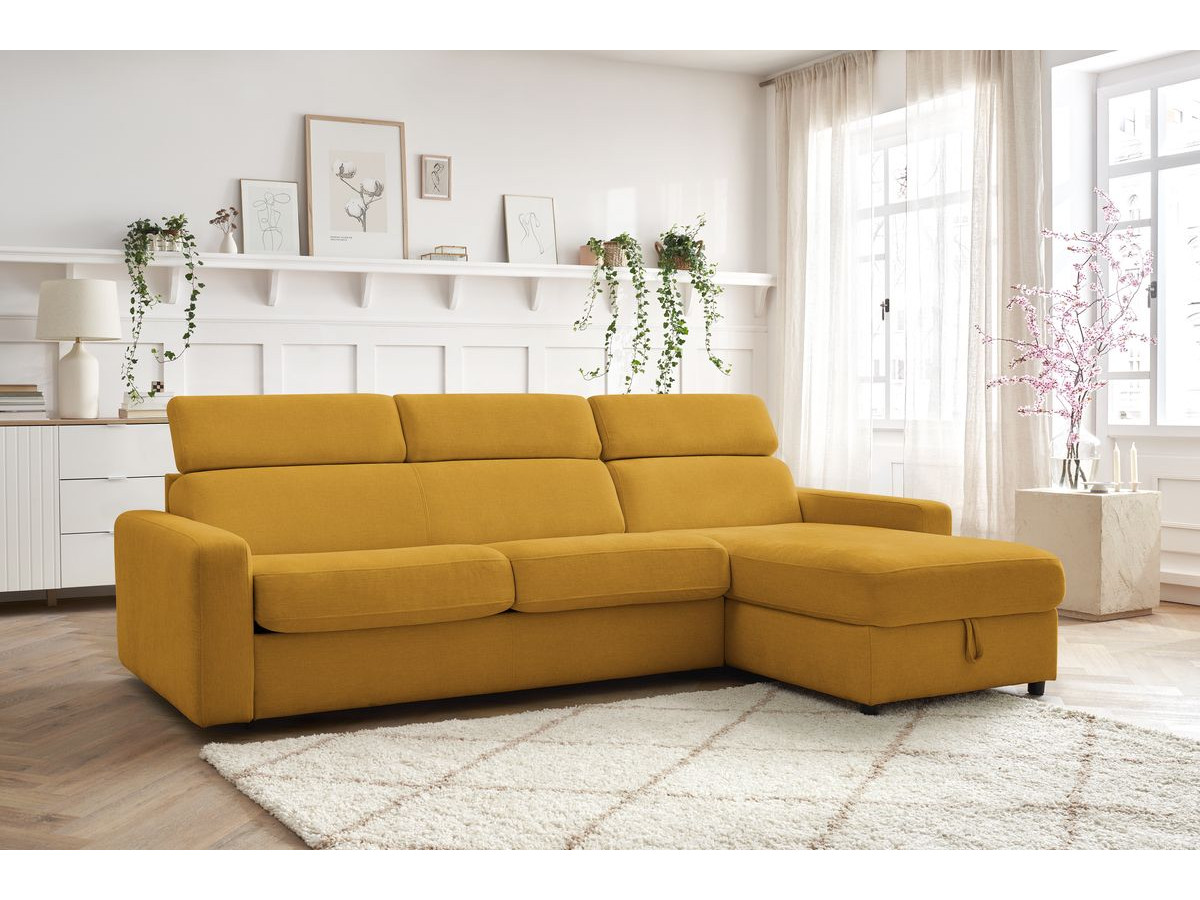 Canapé d'angle réversible convertible coffre MONACO tissu lisse