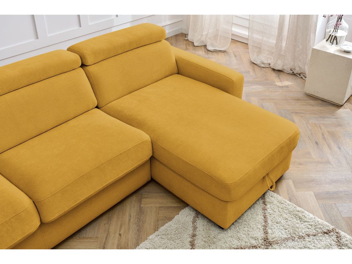 Canapé d'angle réversible convertible coffre MONACO tissu lisse